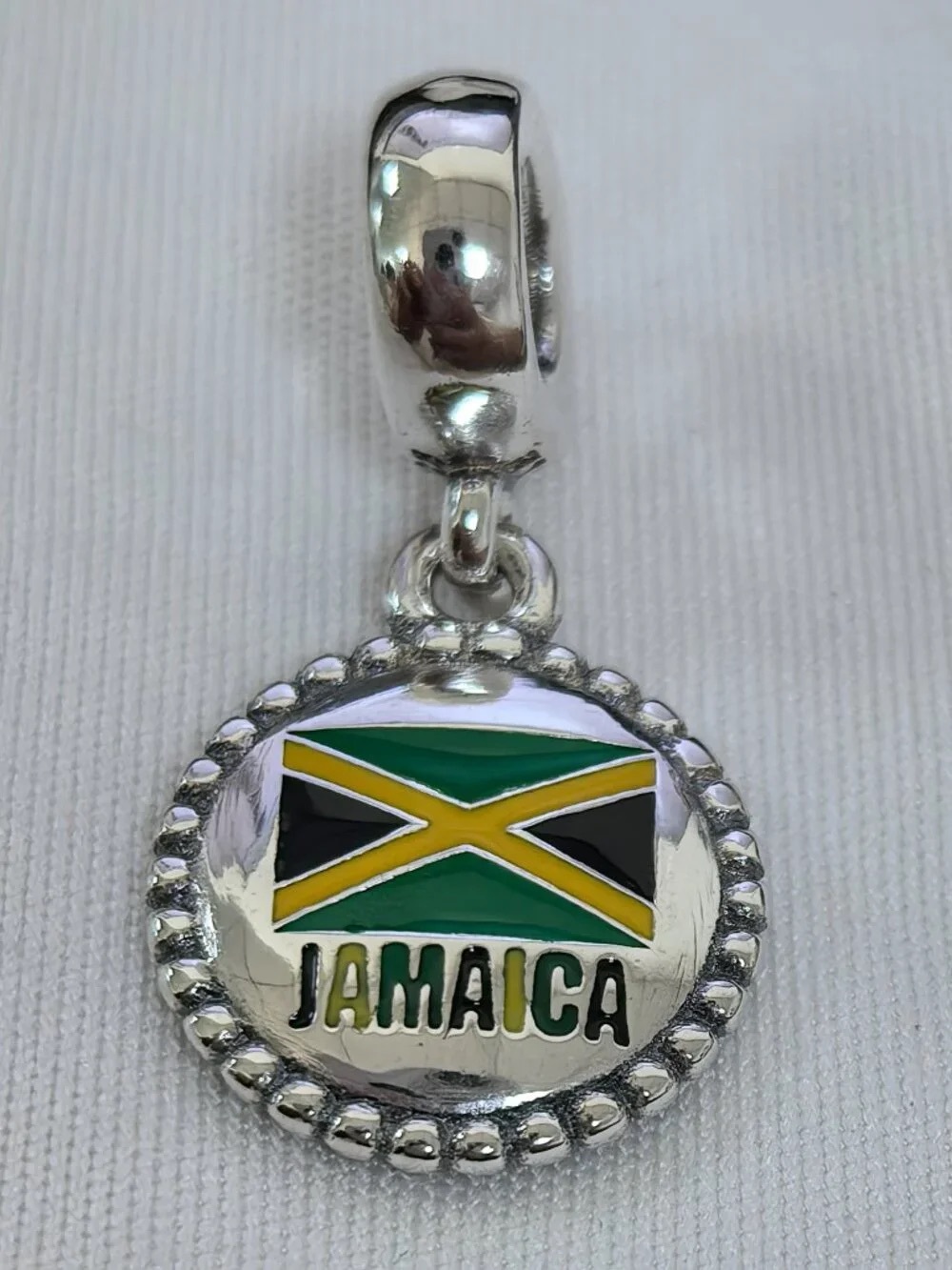 Pandora Jamaica Flag Dangle Charm in Green, Yellow, Black